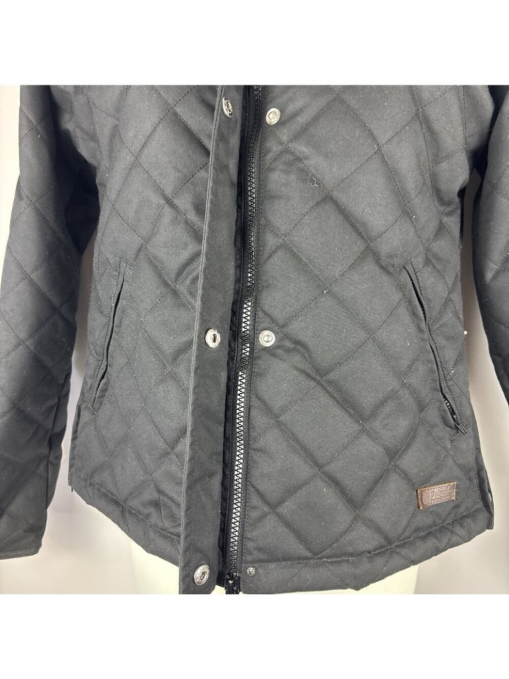 Outback Trading Co Womens Stormy Oilskin Jacket Sz Small Quilted Black 29603 - Picture 9 of 10